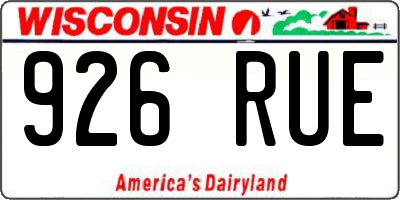 WI license plate 926RUE