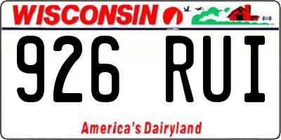 WI license plate 926RUI