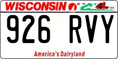 WI license plate 926RVY