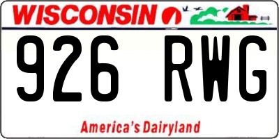 WI license plate 926RWG