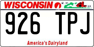 WI license plate 926TPJ