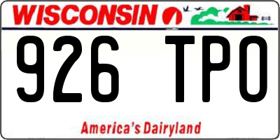 WI license plate 926TPO