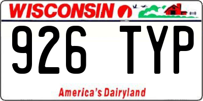 WI license plate 926TYP