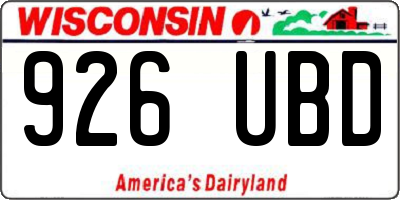 WI license plate 926UBD