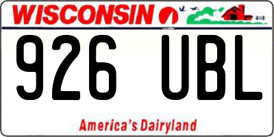WI license plate 926UBL