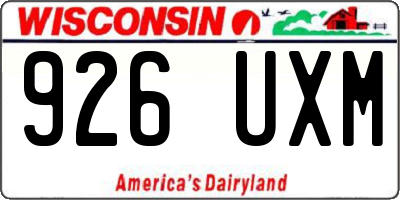 WI license plate 926UXM