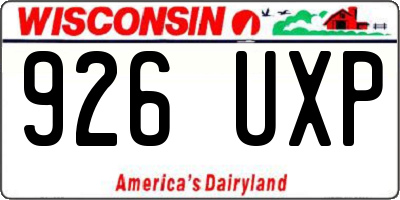 WI license plate 926UXP