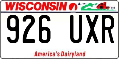 WI license plate 926UXR