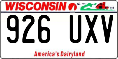 WI license plate 926UXV