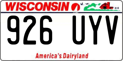 WI license plate 926UYV