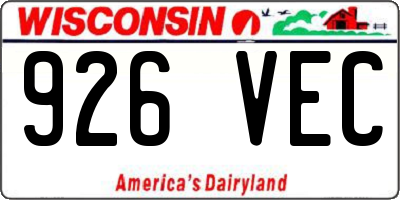 WI license plate 926VEC
