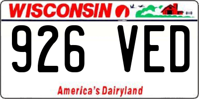 WI license plate 926VED