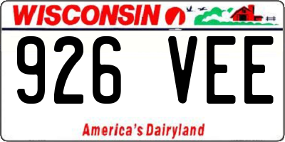 WI license plate 926VEE