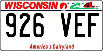 WI license plate 926VEF