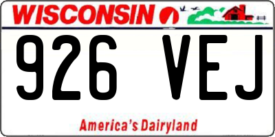 WI license plate 926VEJ
