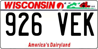 WI license plate 926VEK