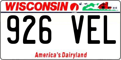 WI license plate 926VEL