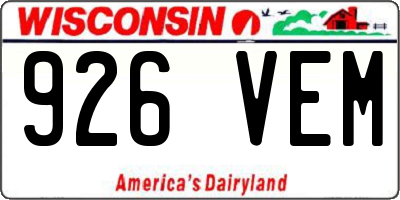 WI license plate 926VEM