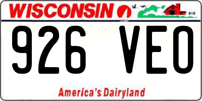WI license plate 926VEO