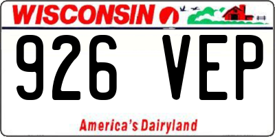 WI license plate 926VEP