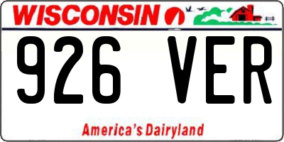 WI license plate 926VER