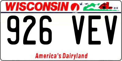 WI license plate 926VEV