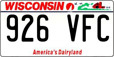 WI license plate 926VFC