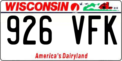 WI license plate 926VFK