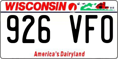 WI license plate 926VFO