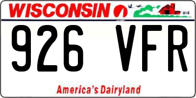 WI license plate 926VFR
