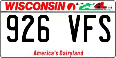 WI license plate 926VFS