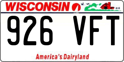 WI license plate 926VFT