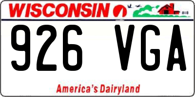 WI license plate 926VGA