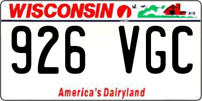 WI license plate 926VGC