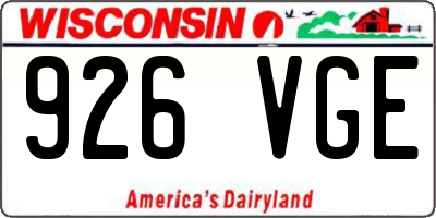 WI license plate 926VGE