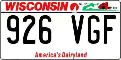 WI license plate 926VGF
