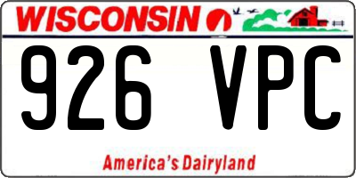 WI license plate 926VPC