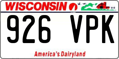 WI license plate 926VPK