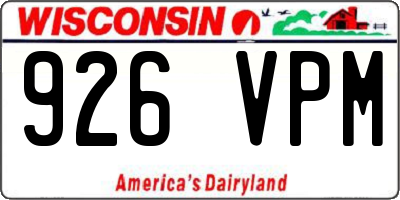 WI license plate 926VPM