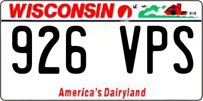 WI license plate 926VPS