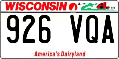 WI license plate 926VQA