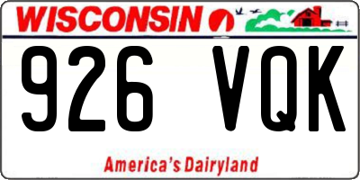 WI license plate 926VQK