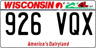 WI license plate 926VQX