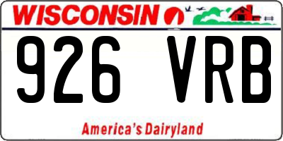 WI license plate 926VRB