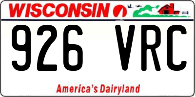 WI license plate 926VRC