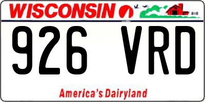 WI license plate 926VRD