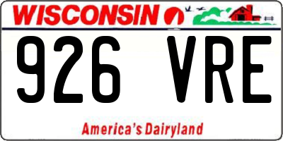 WI license plate 926VRE