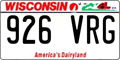 WI license plate 926VRG