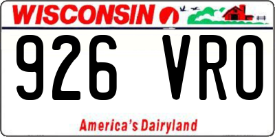 WI license plate 926VRO