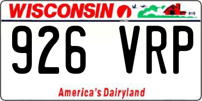 WI license plate 926VRP